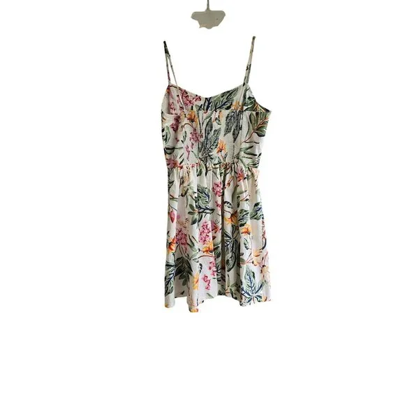 H&M Womens Floral Smocked-Back Sundress Multicolor S Cotton Lightweight Mini - Picture 2 of 5